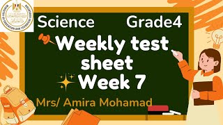 Science Grade4 Weekly test sheet week 7تقييم الاسبوعي الاسبوع السابع الصف الرابع الابتدائي ترم اول [upl. by Anival]