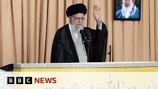 Irans supreme leader defends strikes on Israel in rare public speech  BBC News [upl. by Yonah153]