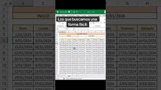 📆 Crear calendario en Excel exceltips tutorial tips trucos exceltutorial excel tips hack [upl. by Ueihtam]