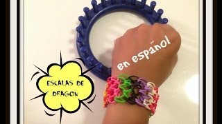 Rainbow Loom en ESPAñOL Dragon Scales Bracelet  Pulsera de Gomita en Telar [upl. by Ades]