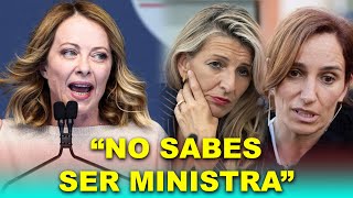 Meloni RIDICULIZA a Yolanda Díaz y Mónica García “No sabes ser ministra” [upl. by Wadell]