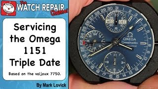 Service Omega Speedmaster 1151 Triple Date reconfiguration Valjoux 7750 Watch repair tutorials [upl. by Shelia]