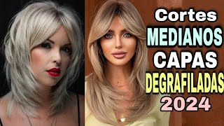 TENDENCIA CABELLO 2025✂️ Cortes MEDIANOS con CAPAS y DEGRAFILADOS para Dar Movimiento a toda edad [upl. by Akemad872]