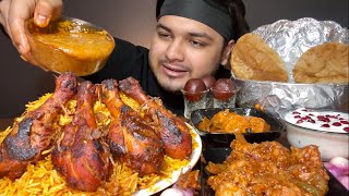 TANDOORI CHICKEN BIRYANI 🍗WITH CHICKEN KORMA  CHILLY CHICKEN RAITA  GULAB JAMUN  EATING SHOW [upl. by Lombardo]