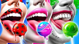 Lady Bug vs Harley Quinn vs Joker Makeover Ideas by 123 GO and Ha Hack [upl. by Ayortal306]