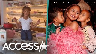 Chrissy Teigen amp John Legends Daughter Luna Bakes Cookies For Dinner [upl. by Acirred]