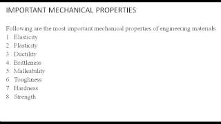 Mechanical properties of engineering material [upl. by Ahtamat112]