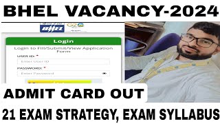 BHEL SUPERVISOR VACANCY2024 BHEL EXAM ADMIT CARD BHEL JOBS UPDATEBHEL VACANCY UPDATE BHEL JE [upl. by Jemie]