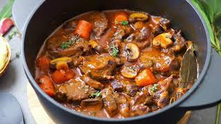 Boeuf Bourguignon لحم البقر بورغينيون  Beef Bourguignon [upl. by Klarrisa]