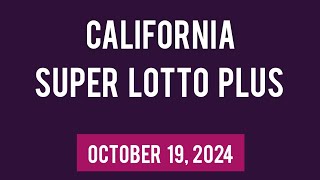 California SuperLotto Plus Draw Result October 19 2024 [upl. by Larimer]