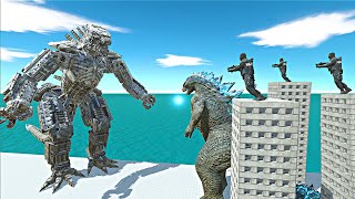 Godzilla and King Kong Protect Humans from Mechagodzilla  Animal Revolt Battle Simulator [upl. by Carnahan]