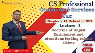 GST Refund  Lecture 1  Doctrine of Unjust Enrichment and situations leading refund claims [upl. by Korry995]