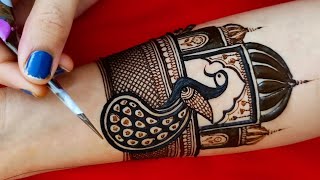 Beautiful Peacock bridal mehndi New Latest Dulhan wedding mehndi design Front Hand Bridal mehandi [upl. by Duj8]