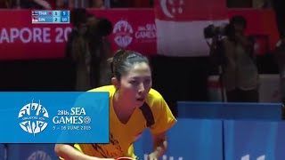 Table Tennis Womens Team Finals Thailand vs Singapore Match 5  28th SEA Games Singapore 2015 [upl. by Shyamal]