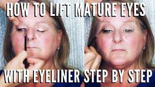 How To Lift Hooded Droopy Eyes With Eyeliner  Step By Step Tutorial [upl. by Annahsat]