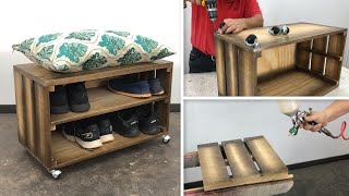 Zapatero de Madera con Rueditas Fácil de hacer  Tutorial de Carpinteria [upl. by Oletta]