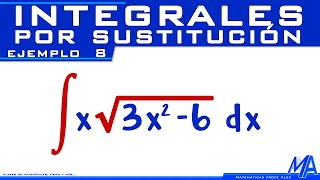 Integral de una raíz Integrales por Sustitución  Cambio de variable  Ejemplo 8 [upl. by Yema]