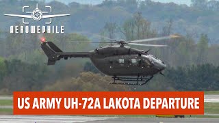 United States Army Aviation Eurocopter UH72A Lakota Helicopter Takeoff  TriCities Airport 16Apr24 [upl. by Setsero]