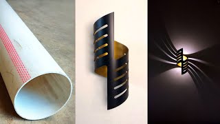 Modern Lighting Ideas from PVC Pipe  Simple Wall Lamp  DIY Crafts [upl. by Divine]