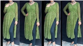 Naira cut kurti  cutting ✂️ and stitching  full video  beautifull naira cut kurti stitching [upl. by Baler]