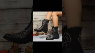 Womens Modern Western Boots with Detailed Embroidery and Sloped Heel [upl. by Eux]