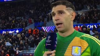 Emiliano Martínez Interview after Aston Villa 10 Bayern Munich [upl. by Akenna]