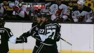 Jeff Carter power play goal Game 6 Stanley Cup Finals Devils  Kings [upl. by Gnagflow]