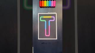 drawing “T’’ with Mixed light Neon light✨🎨 shorts art satisfiyingart poscaking [upl. by Anglim266]