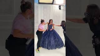 Cracked Ice and Glitter Tulle Quinceañera Dress w Rhinestone Bodice and 3D Flowers with Short Cape [upl. by Fortier]