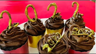 New year cupcakes  ന്യൂ ഇയർ കപ്പ് കേക്ക്സ് chocolate cupcakes with chocolate butter cream [upl. by Lesig]