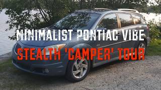 126 Minimalist Pontiac Vibe Stealth Camper Tour [upl. by Ronile686]