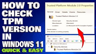 How To Check TPM Trusted Platform Module Version in Windows 11 Guide [upl. by Wu]