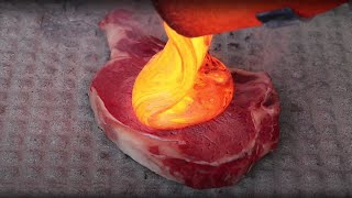 EXPERIMENT  REAL LAVA vs STEAK [upl. by Slorac54]