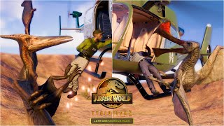 ALL PTEROSAURUS vs CAPTURE TEAM HELICOPTERS  SECURITY GUARD DEATH ANIMATION  QUETZALCOATLUS  JWE2 [upl. by Aehcsrop]