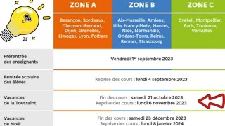 Le calendrier des vacances en France pour lannée scolaire 20232024 [upl. by Nytnerb]