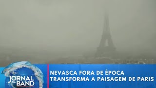 Nevasca fora de época transforma a paisagem de Paris  Jornal da Band [upl. by Aser]