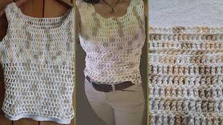 Tutoriel crochetJoli haut en filetCamisoleTopSortie de plage [upl. by Kissie]