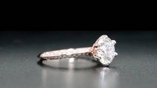 Round Cut 6 Prong Knife Edge Micro Pave Diamond Engagement Ring  GIA Certified [upl. by Whiteley272]