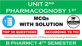 Top 50 MCQs with Solution  Unit 2 Pharmacognosy  pharmacognosy 4th semester unit 2 mcq [upl. by Cattima]