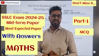 Part1 SSLC MidTerm SA1 MATHS Exam 2024 Most Expected Model Question Paper with Answers [upl. by Peale328]