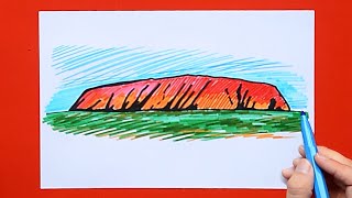 How to draw Ayers Rock Uluru Australia [upl. by Bar560]