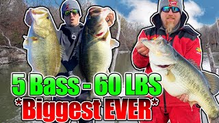 BIGGEST 5 Bass Limit EVER Caught on Film 60 POUNDS [upl. by Larianna]