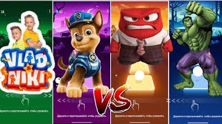 🟡Vlad and Niki 🟣PAW PAW PATROL🔴INSIDE OUT🟢HULK  Tiles Hop [upl. by Fletch]