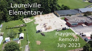 Laurelville Elementary Playground Removal July 2023 drone view in 4K [upl. by Accebber]