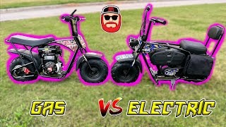 Cheapest Gas Vs Electric Mini Bike  Oryxearth 105cc Vs 1000 Watt Mini Bike [upl. by Aissila]