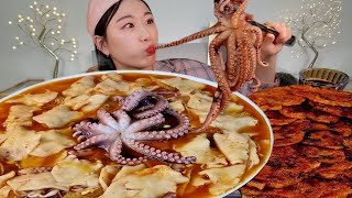 ASMR 직접만든 김치낙지수제비 김치전 리얼먹방  Kimchi octopus sujebi Kimchi pancake MUKBANG [upl. by Wrennie]