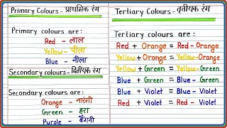 Primary Secondary and Tertiary Colours in Hindi and English प्राथमिक द्वितीयक और तृतीयक रंग [upl. by Asilanna]