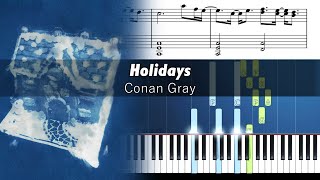 Conan Gray  Holidays  Accurate Piano Tutorial with Sheet Music [upl. by Enavi]