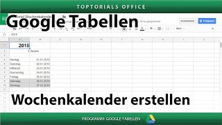 Dynamischen Wochenkalender erstellen Google Tabellen [upl. by Masson]