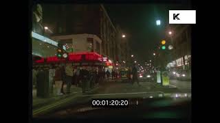 1995 Drive Along Shaftesbury Avenue London at Night HD from 35mm  Kinolibrary [upl. by Kremer3]